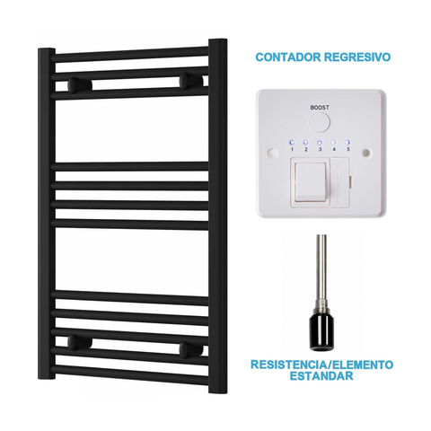 Radiador Toallero Eléctrico Negro 500mm de Ancho · Precargado