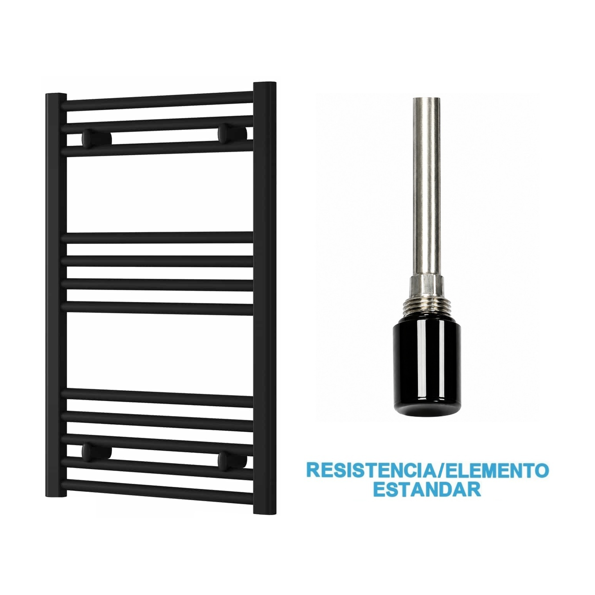 Radiador Toallero Eléctrico Negro 500mm de Ancho · Precargado