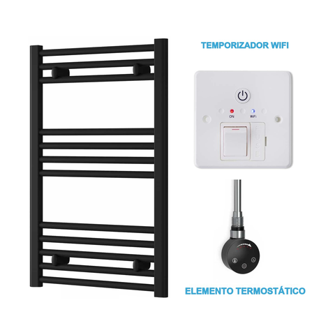 Radiador Toallero Eléctrico Negro 500mm de Ancho · Precargado