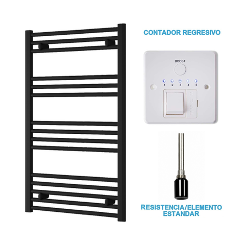 Radiador Toallero Eléctrico Negro 600mm de Ancho · Precargado