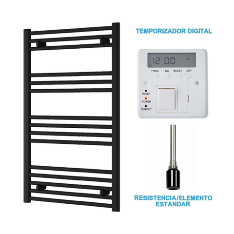Radiador Toallero Eléctrico Negro 600mm de Ancho · Precargado