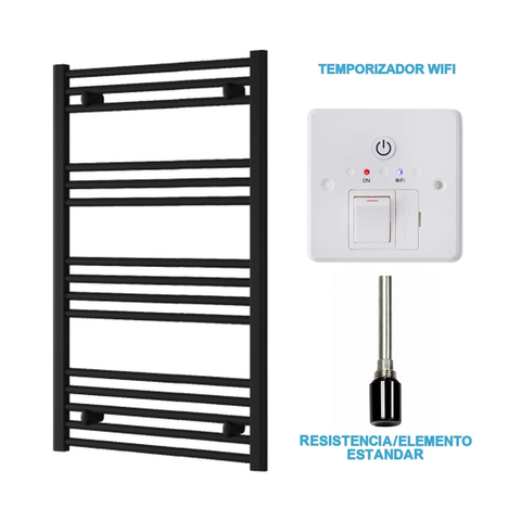 Radiador Toallero Eléctrico Negro 600mm de Ancho · Precargado