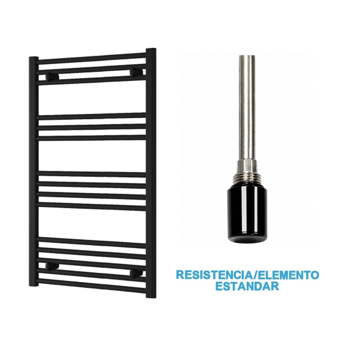 Radiador Toallero Eléctrico Negro 600mm de Ancho · Precargado