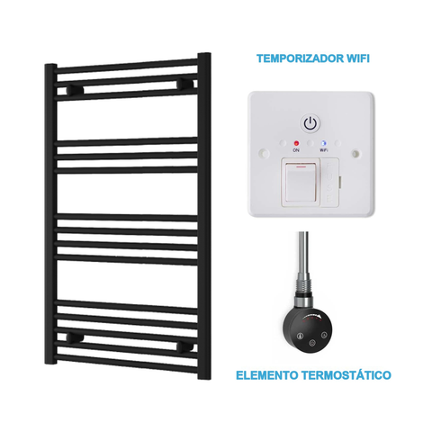 Radiador Toallero Eléctrico Negro 600mm de Ancho · Precargado