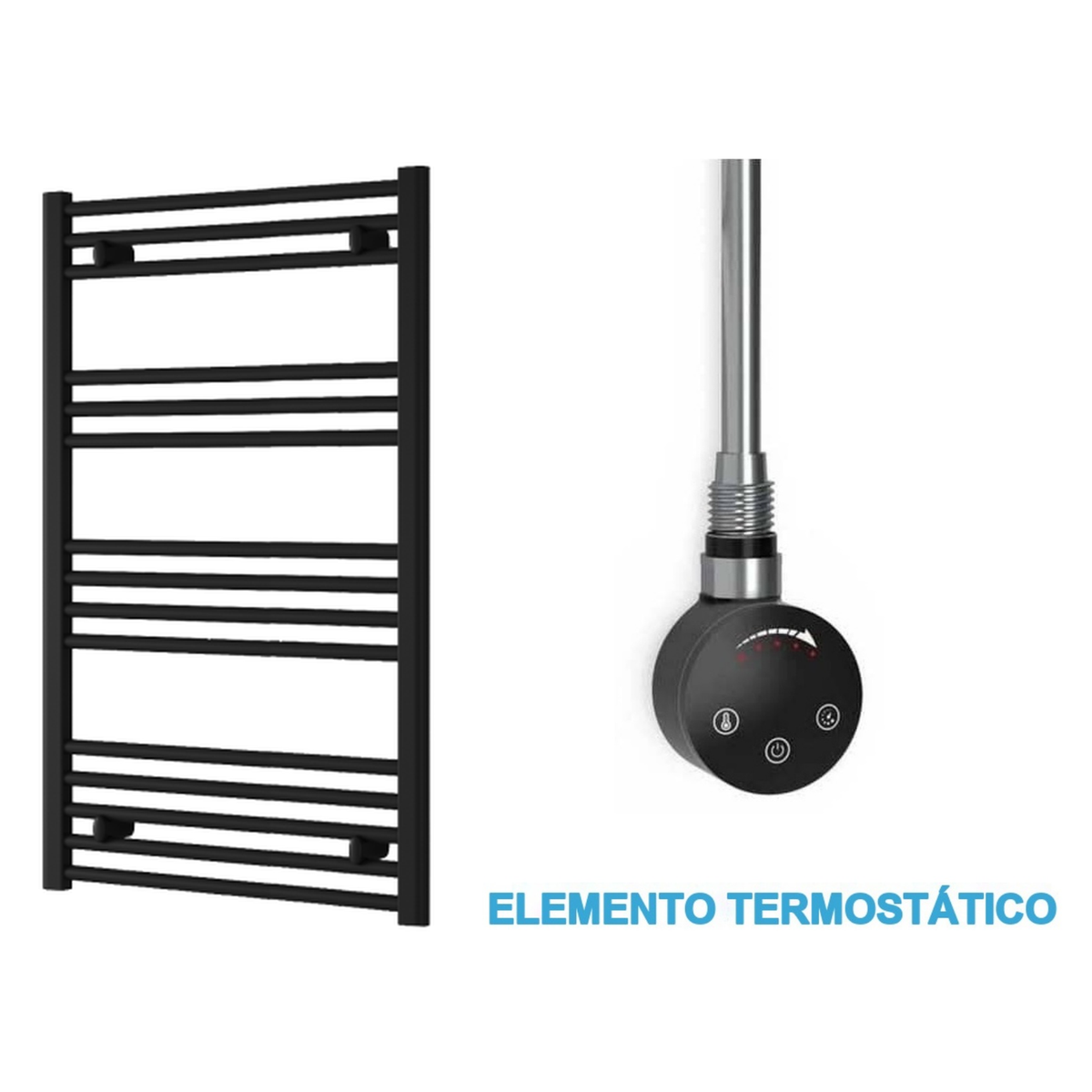 Radiador Toallero Eléctrico Negro 600mm de Ancho · Precargado