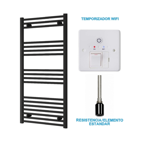 Radiador Toallero Eléctrico Negro 600mm de Ancho · Precargado