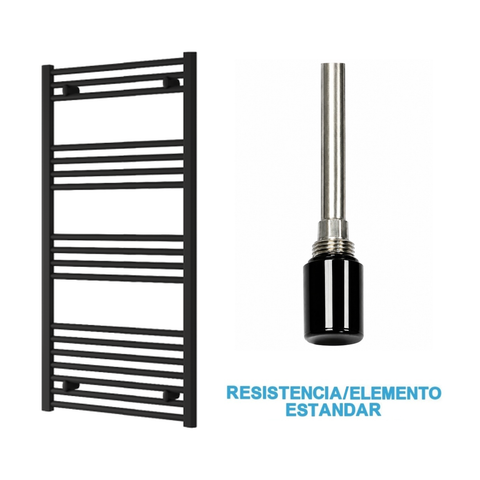 Radiador Toallero Eléctrico Negro 600mm de Ancho · Precargado