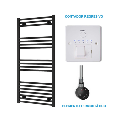 Radiador Toallero Eléctrico Negro 600mm de Ancho · Precargado