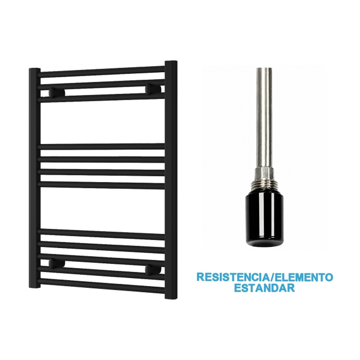 Radiador Toallero Eléctrico Negro 600mm de Ancho · Precargado