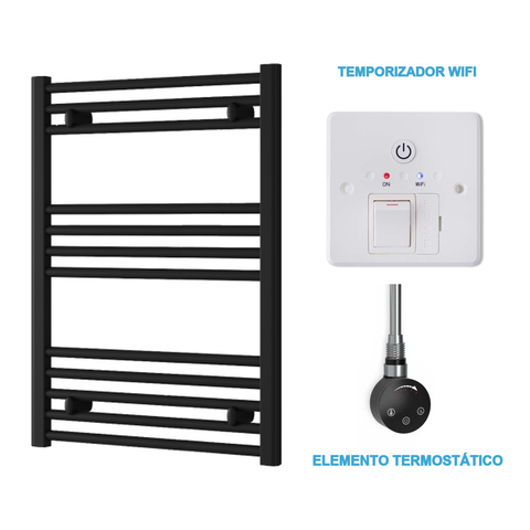 Radiador Toallero Eléctrico Negro 600mm de Ancho · Precargado