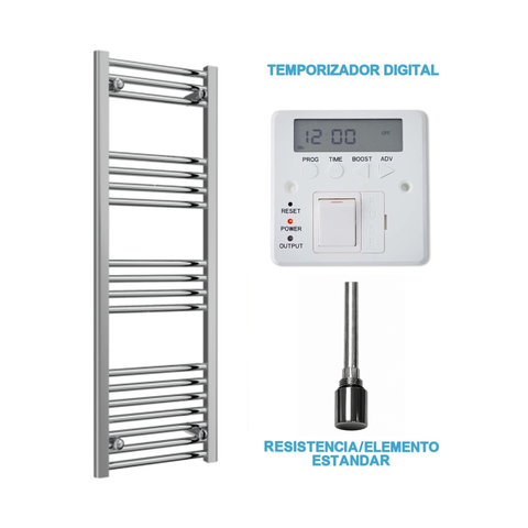 Radiador Toallero Eléctrico Cromado 400mm de Ancho · Precargado