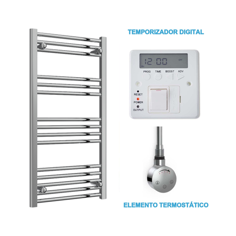 Radiador Toallero Eléctrico Cromado 500mm de Ancho · Precargado