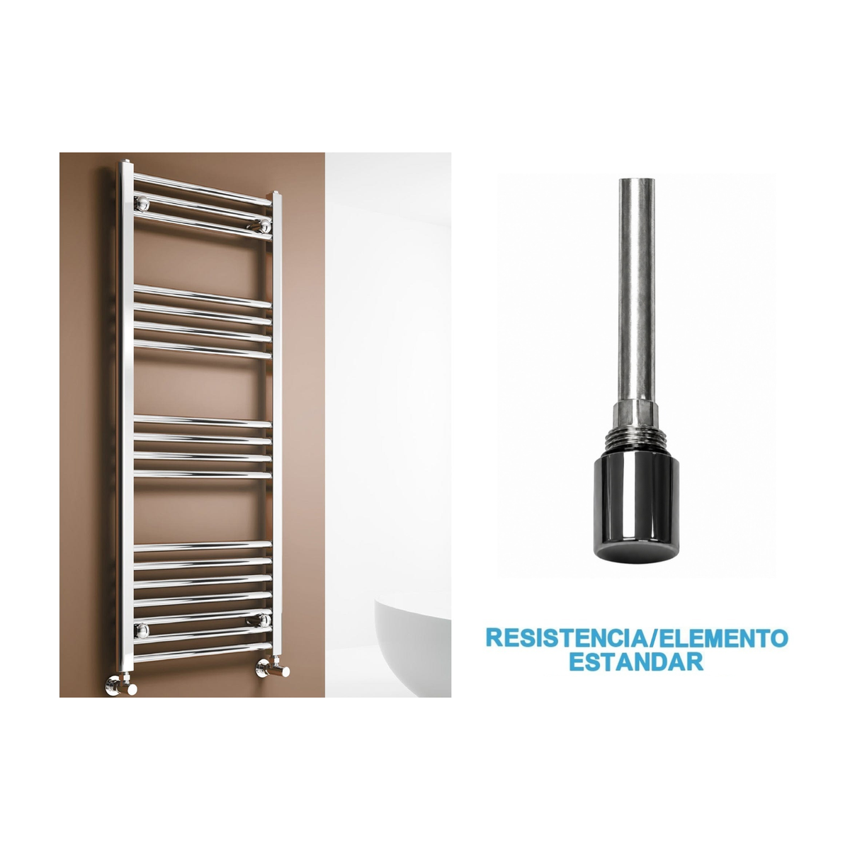 Radiador Toallero Eléctrico Cromado 500mm de Ancho · Precargado