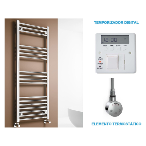 Radiador Toallero Eléctrico Cromado 500mm de Ancho · Precargado
