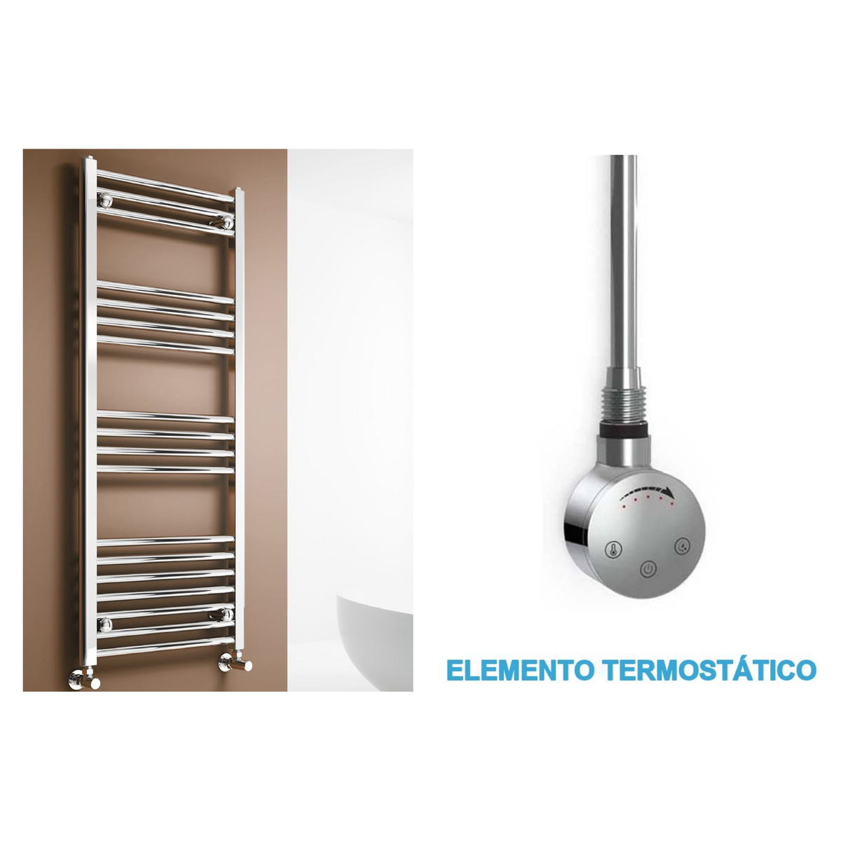 Radiador Toallero Eléctrico Cromado 500mm de Ancho · Precargado