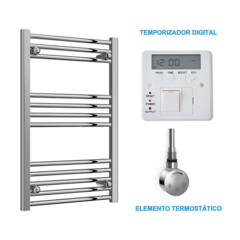 Radiador Toallero Eléctrico Cromado 500mm de Ancho · Precargado