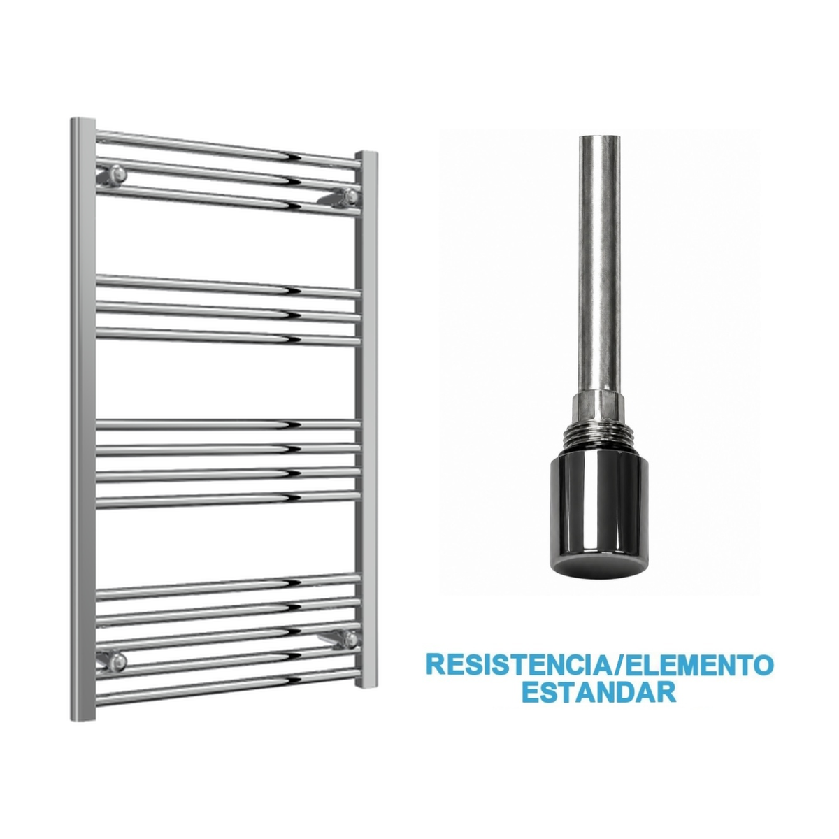 Radiador Toallero Eléctrico Cromado 600mm de Ancho · Precargado