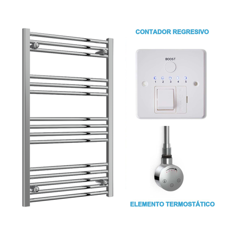 Radiador Toallero Eléctrico Cromado 600mm de Ancho · Precargado
