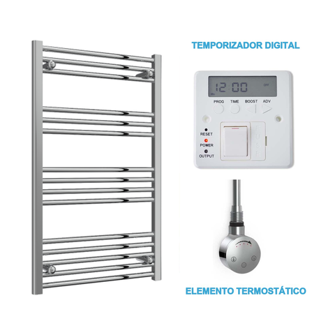 Radiador Toallero Eléctrico Cromado 600mm de Ancho · Precargado