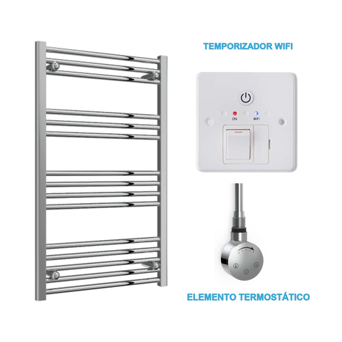 Radiador Toallero Eléctrico Cromado 600mm de Ancho · Precargado