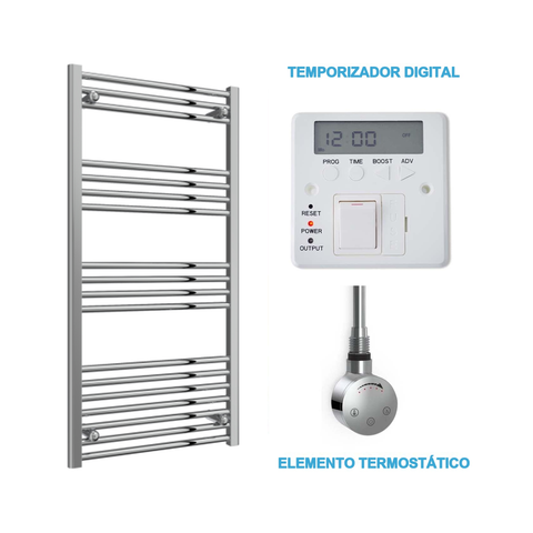 Radiador Toallero Eléctrico Cromado 600mm de Ancho · Precargado