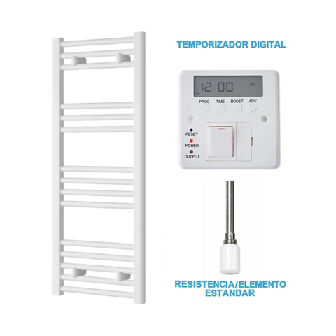 Radiador Toallero Eléctrico Blanco 400mm de Ancho · Precargado