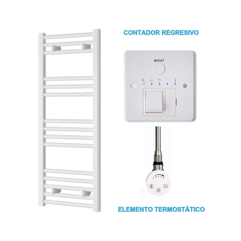 Radiador Toallero Eléctrico Blanco 400mm de Ancho · Precargado