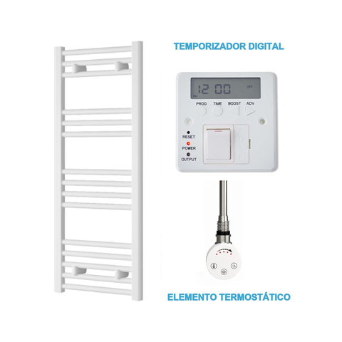 Radiador Toallero Eléctrico Blanco 400mm de Ancho · Precargado