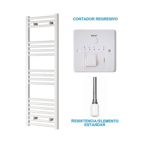Radiador Toallero Eléctrico Blanco 400mm de Ancho · Precargado