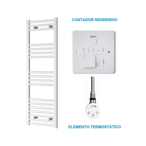 Radiador Toallero Eléctrico Blanco 400mm de Ancho · Precargado