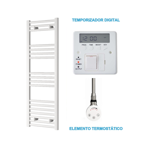 Radiador Toallero Eléctrico Blanco 400mm de Ancho · Precargado