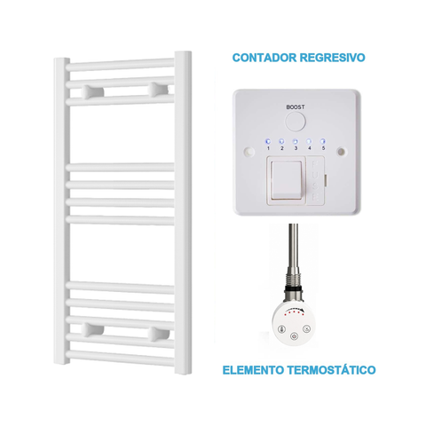 Radiador Toallero Eléctrico Blanco 400mm de Ancho · Precargado
