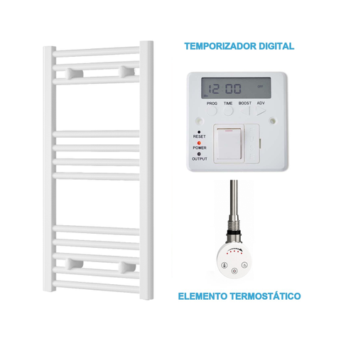 Radiador Toallero Eléctrico Blanco 400mm de Ancho · Precargado