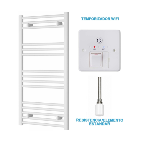 Radiador Toallero Eléctrico Blanco 500mm de Ancho · Precargado