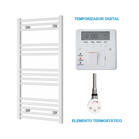 Radiador Toallero Eléctrico Blanco 500mm de Ancho · Precargado