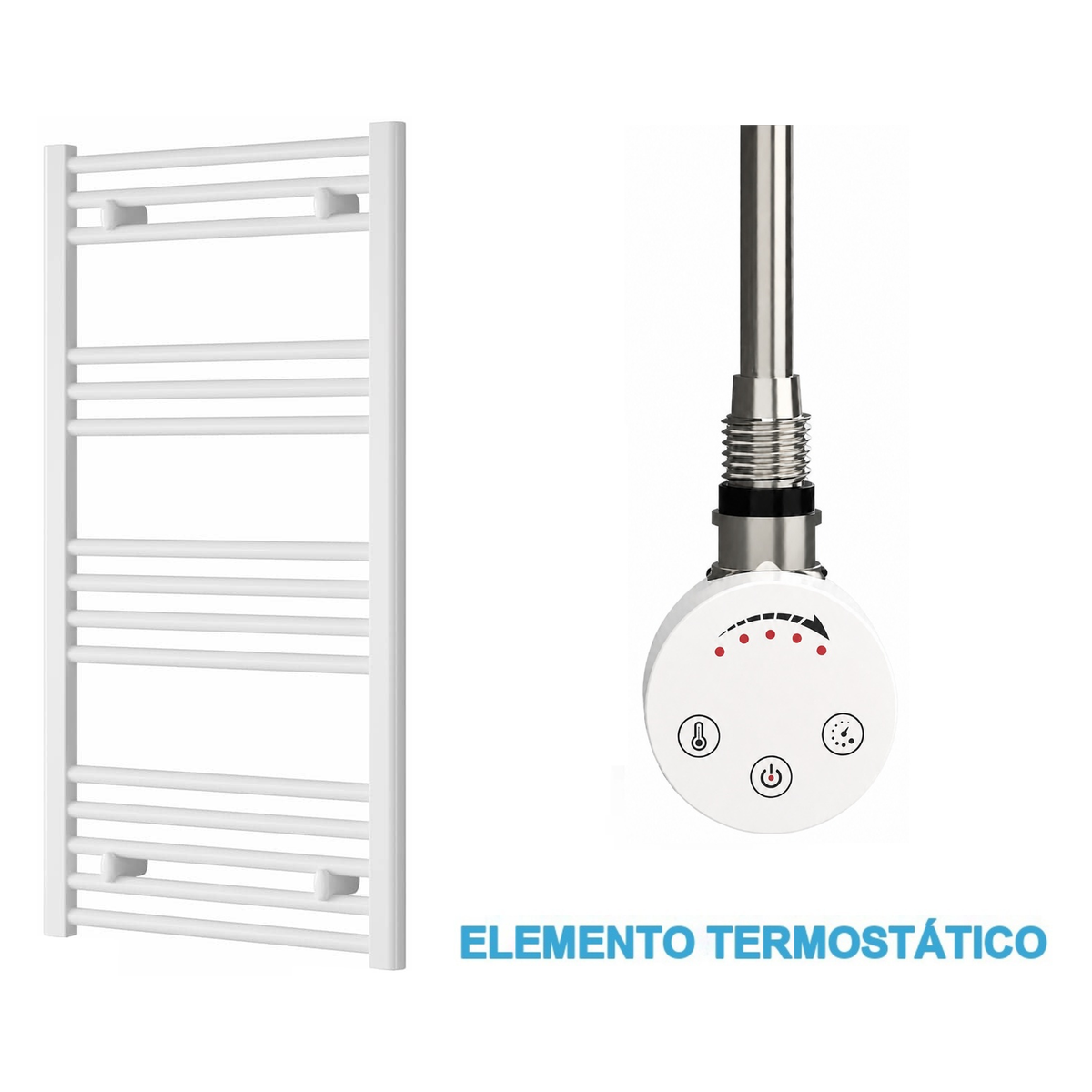 Radiador Toallero Eléctrico Blanco 500mm de Ancho · Precargado