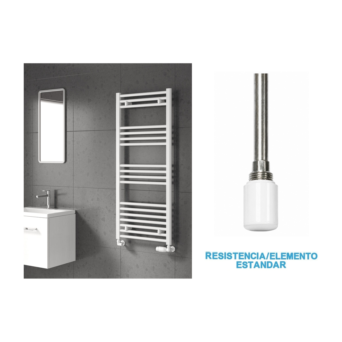 Radiador Toallero Eléctrico Blanco 500mm de Ancho · Precargado