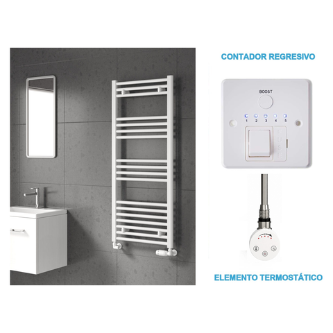 Radiador Toallero Eléctrico Blanco 500mm de Ancho · Precargado