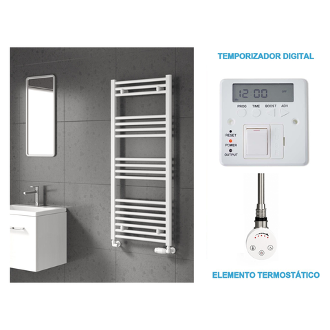 Radiador Toallero Eléctrico Blanco 500mm de Ancho · Precargado