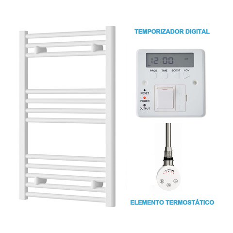 Radiador Toallero Eléctrico Blanco 500mm de Ancho · Precargado