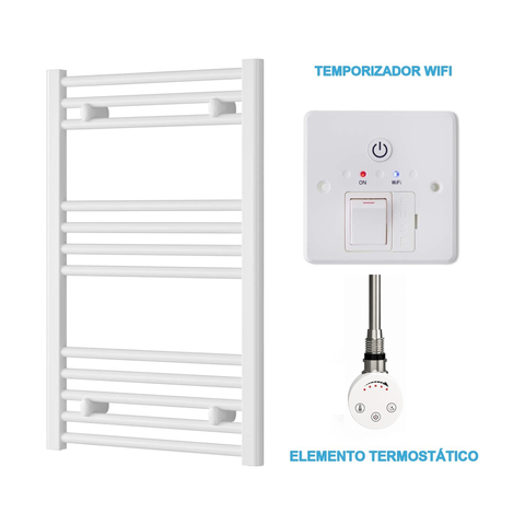 Radiador Toallero Eléctrico Blanco 500mm de Ancho · Precargado