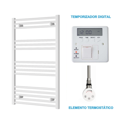 Radiador Toallero Eléctrico Blanco 600mm de Ancho · Precargado