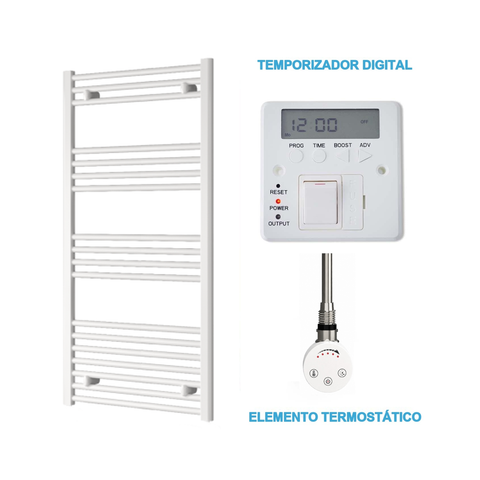 Radiador Toallero Eléctrico Blanco 600mm de Ancho · Precargado