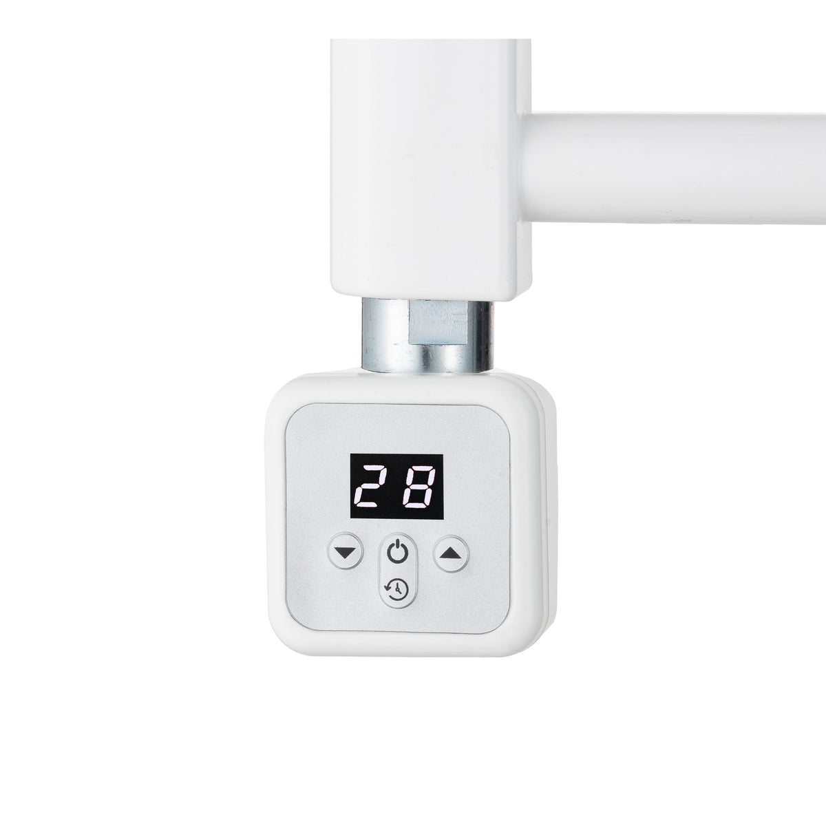 Elemento calefactor digital blanco con termostato y temporizador