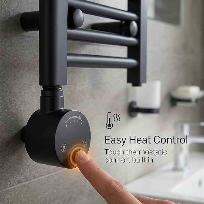 Radiador Toallero Eléctrico Negro 400mm de Ancho · Precargado