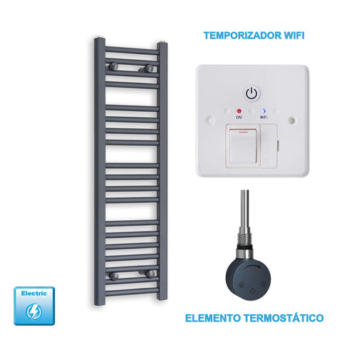 Radiador Toallero Eléctrico Antracita 300mm Ancho - Precargado