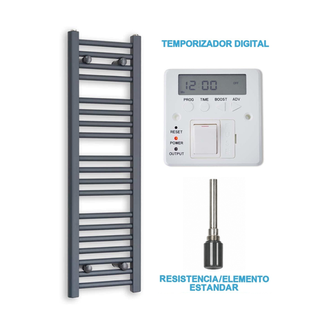 Radiador Toallero Eléctrico Antracita 300mm de Ancho · Precargado