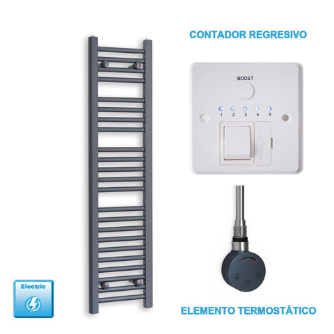 Radiador Toallero Eléctrico Antracita 300mm Ancho - Precargado