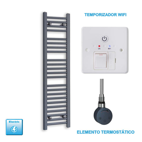 Radiador Toallero Eléctrico Antracita 300mm Ancho - Precargado