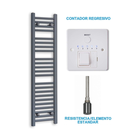 Radiador Toallero Eléctrico Antracita 300mm de Ancho · Precargado